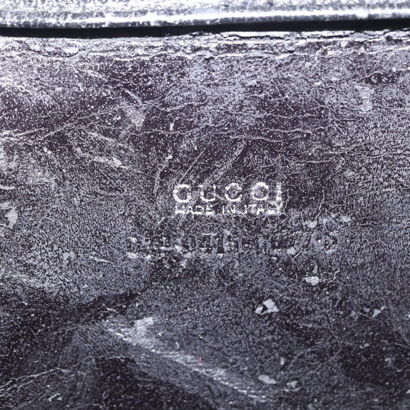 GUCCI Vanity Pouch Enamel Brown Silver Auth am9751