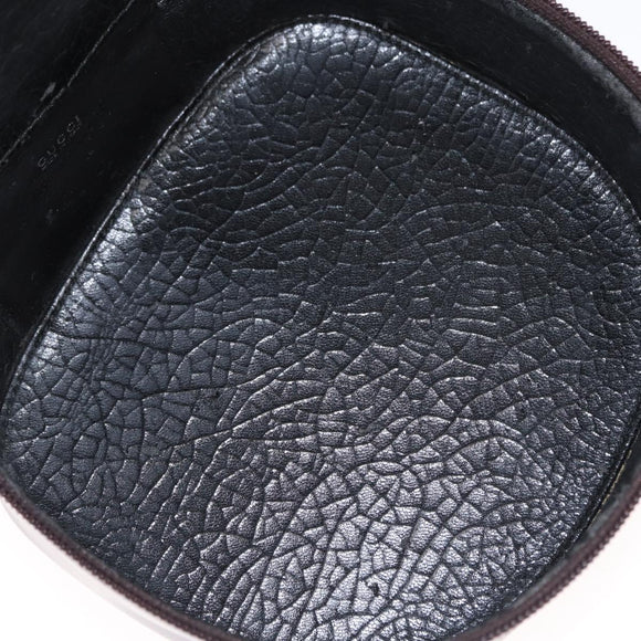 GUCCI Vanity Pouch Enamel Brown Silver Auth am9751