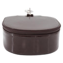 GUCCI Vanity Pouch Enamel Brown Silver Auth am9751-2