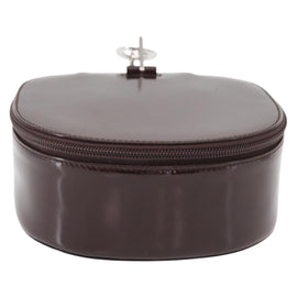 GUCCI Vanity Pouch Enamel Brown Silver Auth am9751 - 0