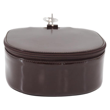 GUCCI Vanity Pouch Enamel Brown Silver Auth am9751 - 0