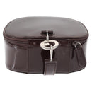 GUCCI Vanity Pouch Enamel Brown Silver Auth am9751-3