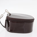 GUCCI Vanity Pouch Enamel Brown Silver Auth am9751-5