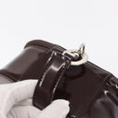 GUCCI Vanity Pouch Enamel Brown Silver Auth am9751-7