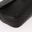 BALLY Chain Shoulder Bag Leather Black Gold Auth am9754-8