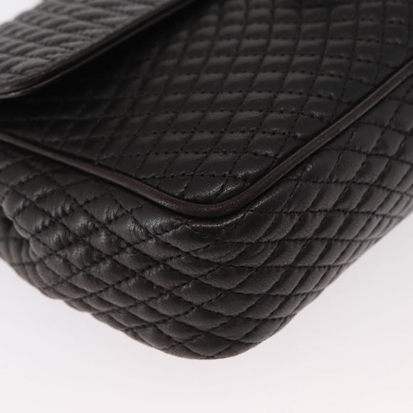 BALLY Chain Shoulder Bag Leather Black Gold Auth am9754