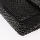 BALLY Chain Shoulder Bag Leather Black Gold Auth am9754-15