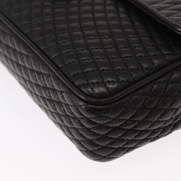 BALLY Chain Shoulder Bag Leather Black Gold Auth am9754