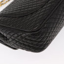 BALLY Chain Shoulder Bag Leather Black Gold Auth am9754-16