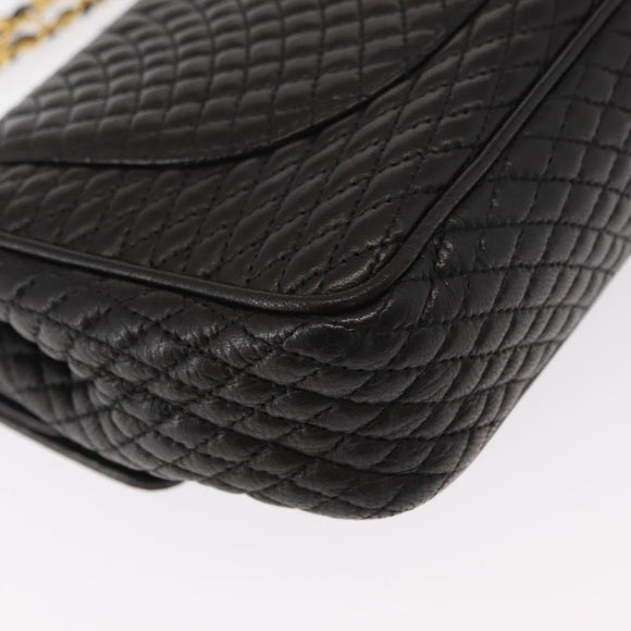 BALLY Chain Shoulder Bag Leather Black Gold Auth am9754