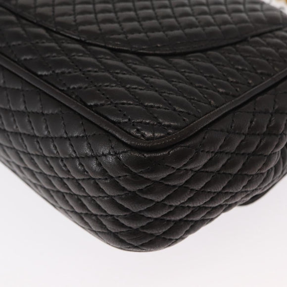 BALLY Chain Shoulder Bag Leather Black Gold Auth am9754