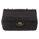 BALLY Chain Shoulder Bag Leather Black Gold Auth am9754-13