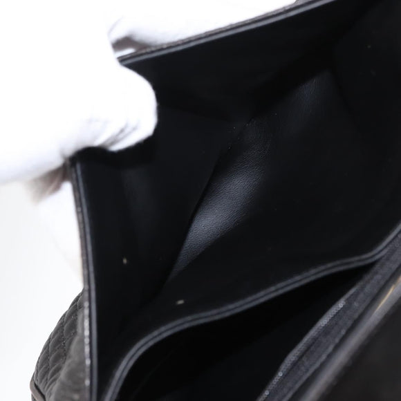 BALLY Chain Shoulder Bag Leather Black Gold Auth am9754