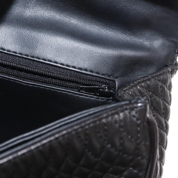 BALLY Chain Shoulder Bag Leather Black Gold Auth am9754