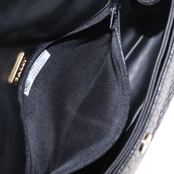 BALLY Chain Shoulder Bag Leather Black Gold Auth am9754