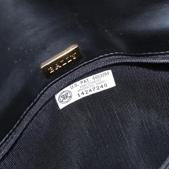 BALLY Chain Shoulder Bag Leather Black Gold Auth am9754