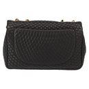 BALLY Chain Shoulder Bag Leather Black Gold Auth am9754-2