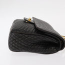 BALLY Chain Shoulder Bag Leather Black Gold Auth am9754-3