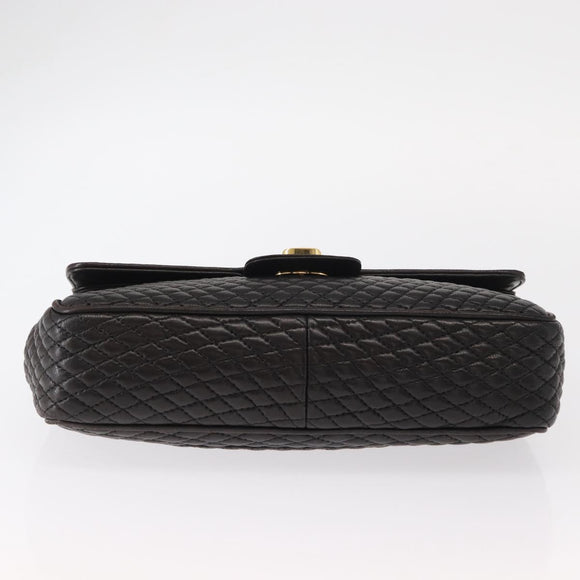 BALLY Chain Shoulder Bag Leather Black Gold Auth am9754