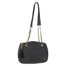 BALLY Chain Shoulder Bag Leather Black Gold Auth am9755-1