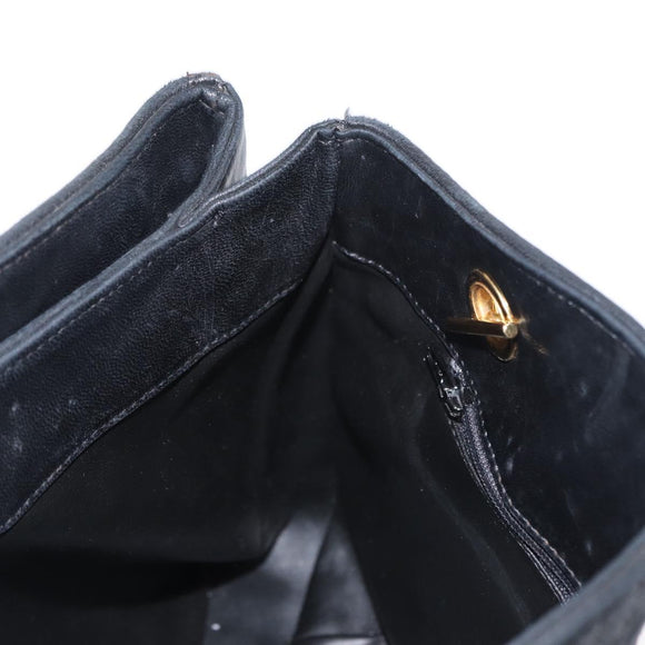 BALLY Chain Shoulder Bag Leather Black Gold Auth am9755