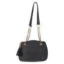 BALLY Chain Shoulder Bag Leather Black Gold Auth am9755-13