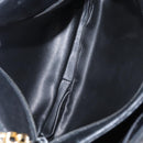 BALLY Chain Shoulder Bag Leather Black Gold Auth am9755-21