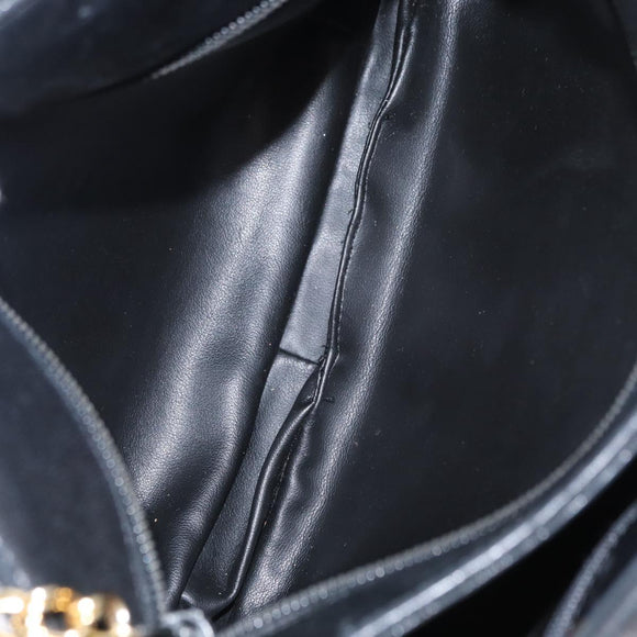 BALLY Chain Shoulder Bag Leather Black Gold Auth am9755