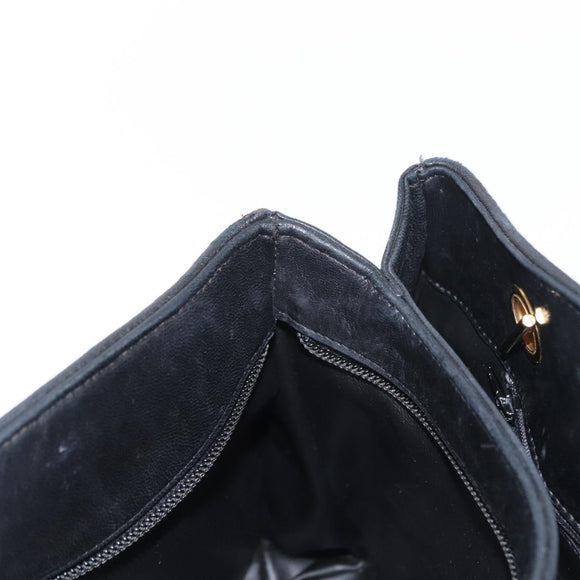 BALLY Chain Shoulder Bag Leather Black Gold Auth am9755