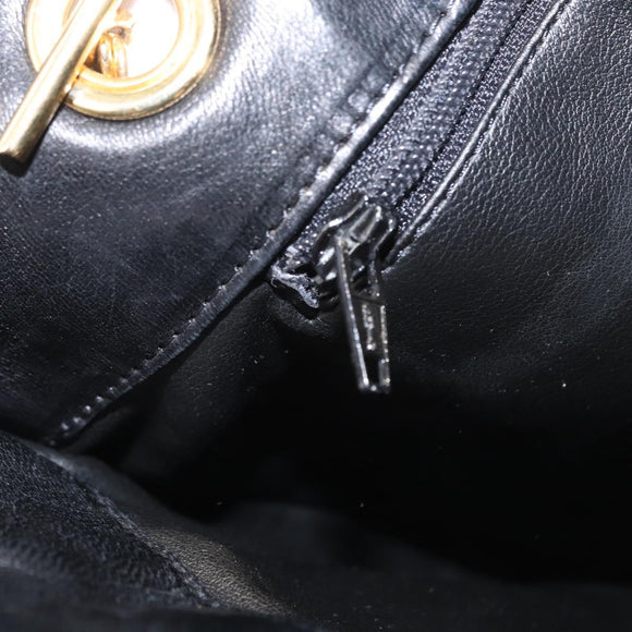 BALLY Chain Shoulder Bag Leather Black Gold Auth am9755