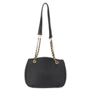 BALLY Chain Shoulder Bag Leather Black Gold Auth am9755-2