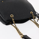 BALLY Chain Shoulder Bag Leather Black Gold Auth am9755-6