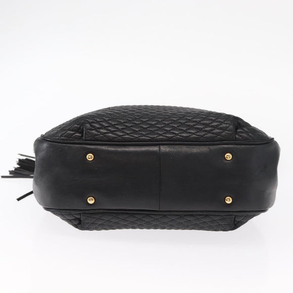 BALLY Chain Shoulder Bag Leather Black Gold Auth am9755
