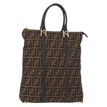 FENDI Zucca Canvas Tote Bag Black Brown Auth am9756