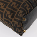 FENDI Zucca Canvas Tote Bag Black Brown Auth am9756-9