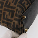 FENDI Zucca Canvas Tote Bag Black Brown Auth am9756-15