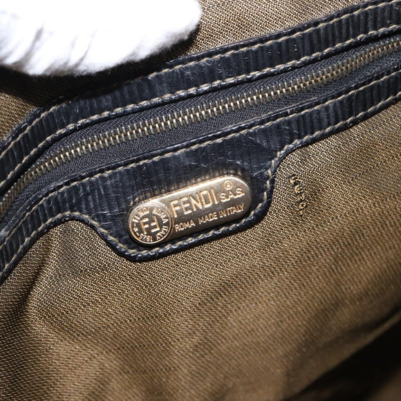 FENDI Zucca Canvas Tote Bag Black Brown Auth am9756