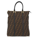 FENDI Zucca Canvas Tote Bag Black Brown Auth am9756-13