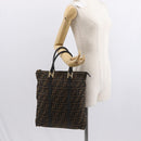 FENDI Zucca Canvas Tote Bag Black Brown Auth am9756-22