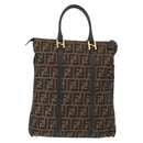 FENDI Zucca Canvas Tote Bag Black Brown Auth am9756-2