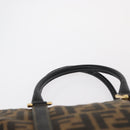 FENDI Zucca Canvas Tote Bag Black Brown Auth am9756-8