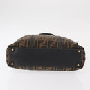 FENDI Zucca Canvas Tote Bag Black Brown Auth am9756-5