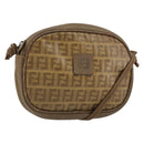 FENDI Zucchino Canvas Shoulder Bag PVC Beige Auth am9757-1