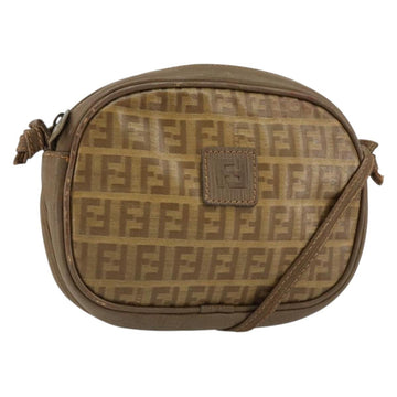 FENDI Zucchino Canvas Shoulder Bag PVC Beige Auth am9757