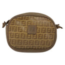 FENDI Zucchino Canvas Shoulder Bag PVC Beige Auth am9757-13