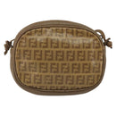 FENDI Zucchino Canvas Shoulder Bag PVC Beige Auth am9757-2