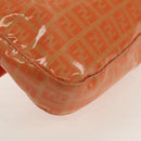 FENDI Zucchino Canvas Mamma Baguette Bag Enamel Orange Gold Auth am9758V-12