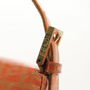 FENDI Zucchino Canvas Mamma Baguette Bag Enamel Orange Gold Auth am9758V-14