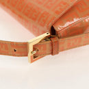 FENDI Zucchino Canvas Mamma Baguette Bag Enamel Orange Gold Auth am9758V-15