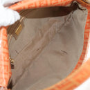FENDI Zucchino Canvas Mamma Baguette Bag Enamel Orange Gold Auth am9758V-20